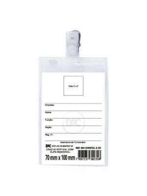 Crachá Vertical com Presilha Removível 7 x 10 cm - 50 unid