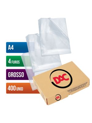 Envelope Plástico A4 Espessura Grosso e 4 Furos - 400 unid - 076A4
